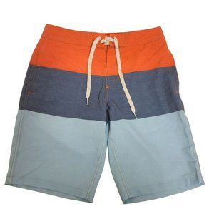 Goodfellow & CO Board Shorts Horizontal Wide Stripe Orange Blue Men's 28 NWT